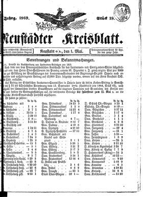 Neustädter Kreisblatt vom 01.05.1869