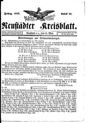 Neustädter Kreisblatt on May 15, 1869