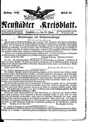 Neustädter Kreisblatt on Jun 12, 1869