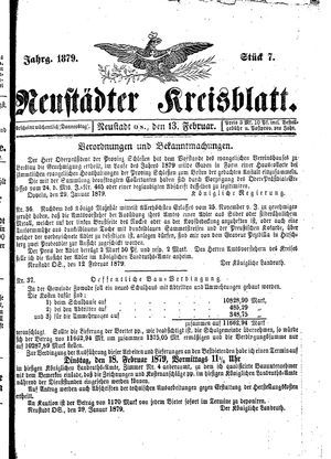 Neustädter Kreisblatt vom 13.02.1879