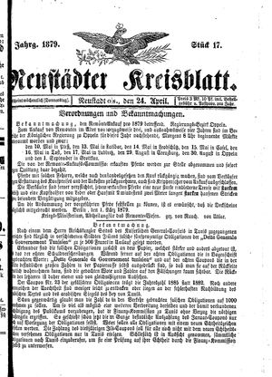 Neustädter Kreisblatt vom 24.04.1879