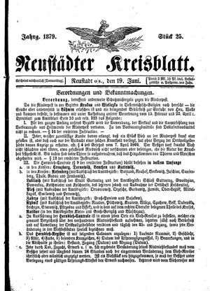 Neustädter Kreisblatt vom 19.06.1879
