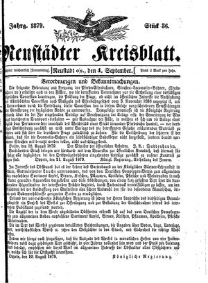 Neustädter Kreisblatt vom 04.09.1879