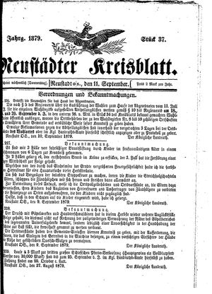 Neustädter Kreisblatt vom 11.09.1879