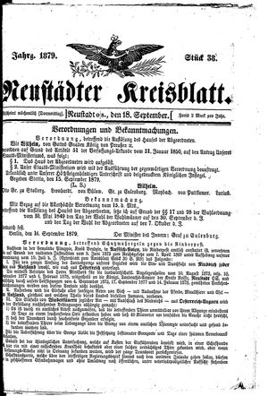 Neustädter Kreisblatt vom 18.09.1879