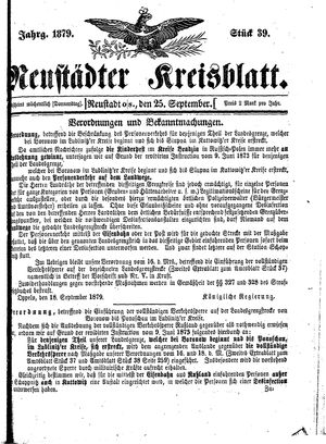 Neustädter Kreisblatt vom 25.09.1879
