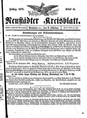 Neustädter Kreisblatt vom 09.10.1879