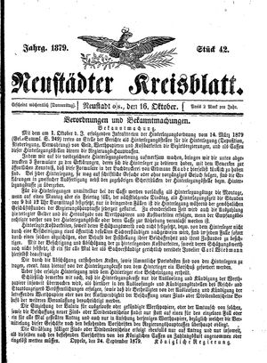 Neustädter Kreisblatt vom 16.10.1879