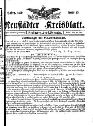 Neustädter Kreisblatt vom 06.11.1879