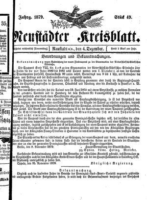 Neustädter Kreisblatt vom 04.12.1879