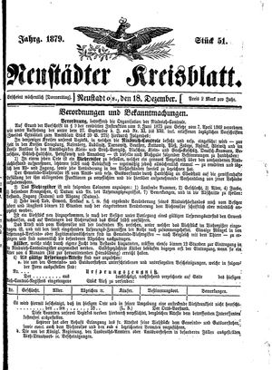 Neustädter Kreisblatt vom 18.12.1879