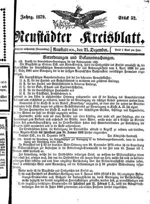 Neustädter Kreisblatt vom 25.12.1879