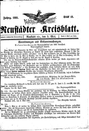 Neustädter Kreisblatt vom 05.05.1881