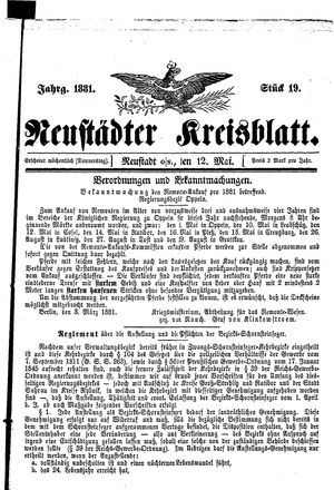 Neustädter Kreisblatt vom 12.05.1881