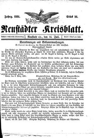 Neustädter Kreisblatt vom 14.07.1881