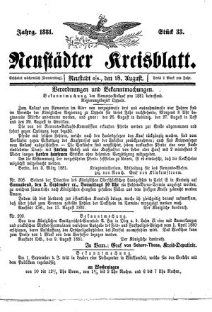 Neustädter Kreisblatt vom 18.08.1881