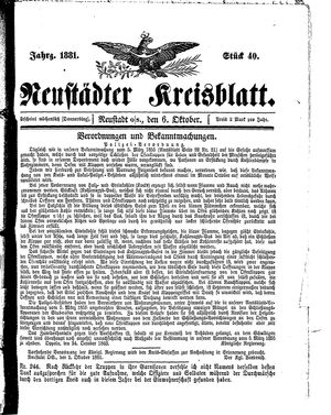 Neustädter Kreisblatt vom 06.10.1881