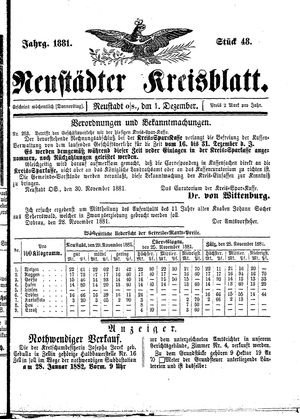 Neustädter Kreisblatt vom 01.12.1881