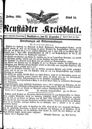 Neustädter Kreisblatt vom 22.12.1881