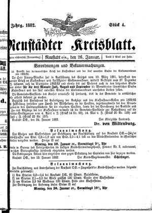 Neustädter Kreisblatt vom 26.01.1882