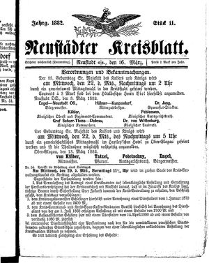 Neustädter Kreisblatt vom 16.03.1882