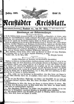 Neustädter Kreisblatt vom 30.03.1882