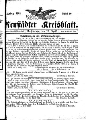 Neustädter Kreisblatt vom 20.04.1882