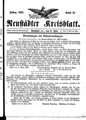 Neustädter Kreisblatt vom 06.07.1882