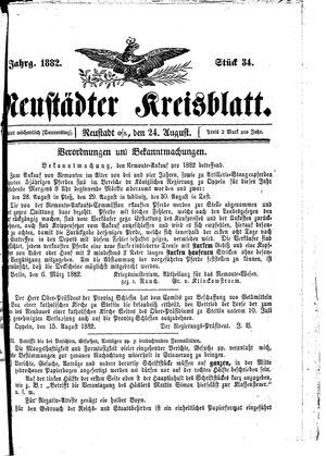 Neustädter Kreisblatt vom 24.08.1882