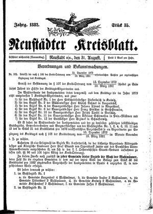 Neustädter Kreisblatt vom 31.08.1882