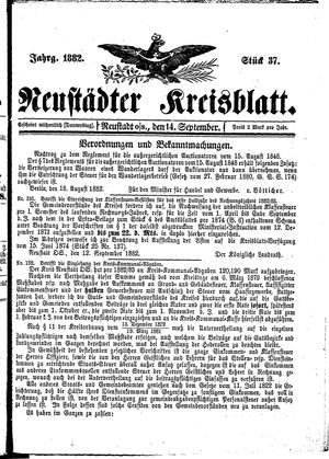 Neustädter Kreisblatt vom 14.09.1882