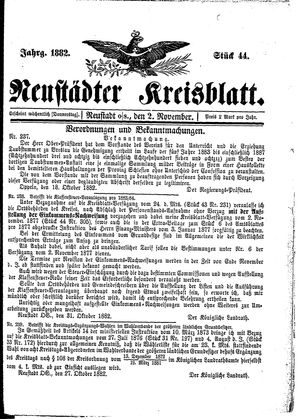 Neustädter Kreisblatt vom 02.11.1882