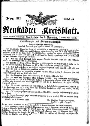 Neustädter Kreisblatt vom 09.11.1882