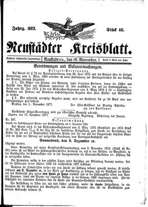 Neustädter Kreisblatt vom 16.11.1882