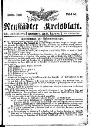 Neustädter Kreisblatt on Dec 14, 1882