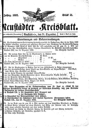Neustädter Kreisblatt vom 21.12.1882