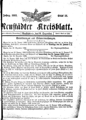 Neustädter Kreisblatt vom 28.12.1882