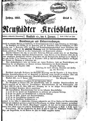 Neustädter Kreisblatt on Jan 4, 1883