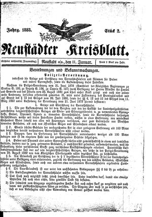 Neustädter Kreisblatt on Jan 11, 1883