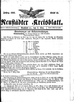 Neustädter Kreisblatt vom 03.05.1883