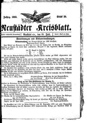 Neustädter Kreisblatt on Jul 19, 1883