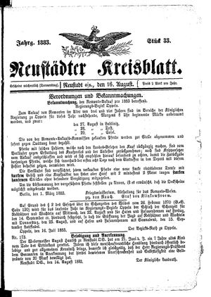 Neustädter Kreisblatt vom 16.08.1883