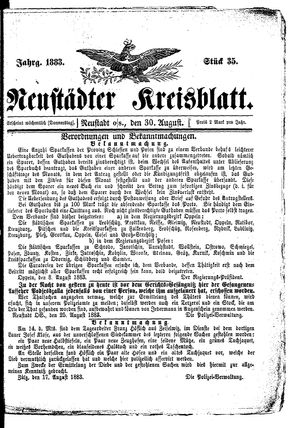 Neustädter Kreisblatt vom 30.08.1883
