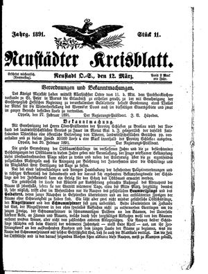 Neustädter Kreisblatt vom 12.03.1891