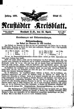 Neustädter Kreisblatt vom 25.04.1891