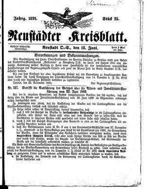 Neustädter Kreisblatt vom 18.06.1891