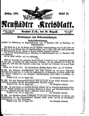 Neustädter Kreisblatt vom 20.08.1891