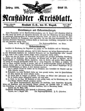 Neustädter Kreisblatt vom 27.08.1891