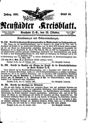 Neustädter Kreisblatt vom 22.10.1891