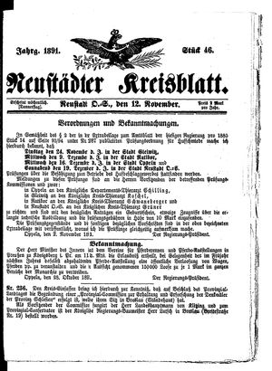 Neustädter Kreisblatt vom 12.11.1891
